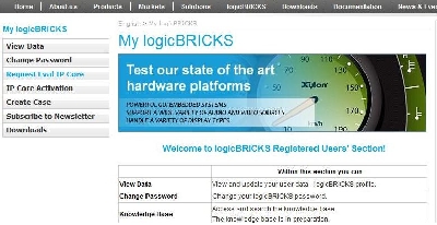 My logicBRICKS Navigation Page