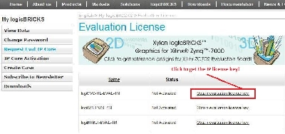 Selecting logicBRICKS IP Core for Licensing